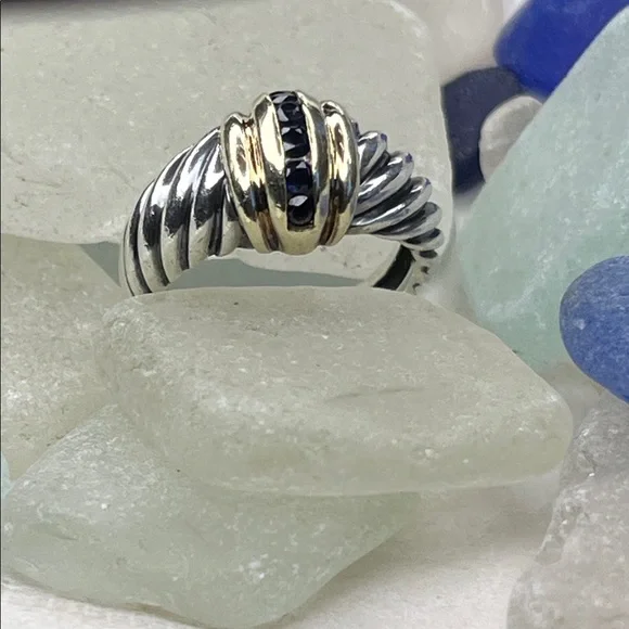 David Yurman Sapphire Cable Dome Ring - Picture 3 of 12